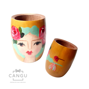 Mate de algarrobo pintado a mano