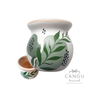 Mate de cerámica pintado a mano / diseño: botánico