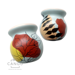 Mate de cerámica pintado a mano / diseño: botánico