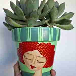 Maceta pintada a mano / planta incluída!